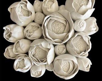 Blooming Roses Clay Wall Sculpture – Hand-Sculpted Clay Tile