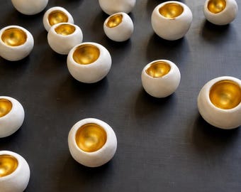 Handmade Clay Ball Wall Art - White Gold Clay Accent Set