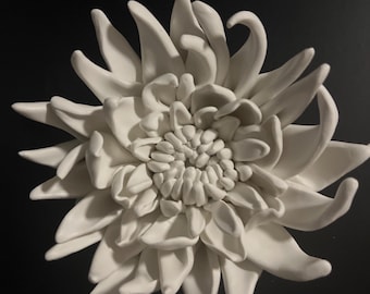 Crisantemo - Flor de arcilla artística / Flor hecha a mano / Regalo de arcilla de elaboración lenta / Decoración floral para el hogar