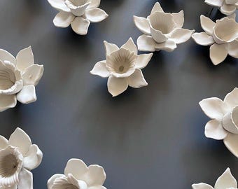 Handgemaakte klei-narcissenset – bloemensculptuur, 23-delige set