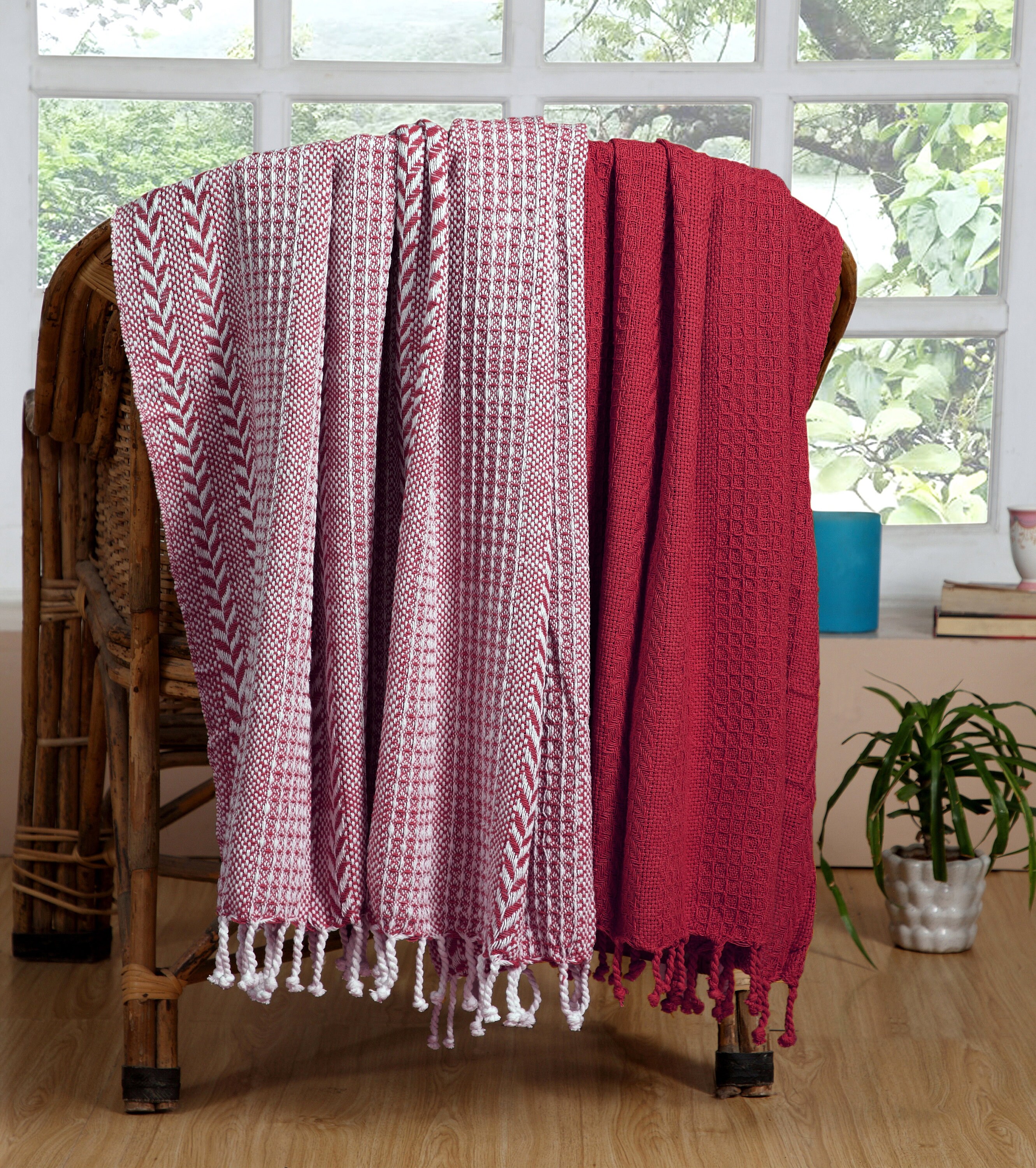 Throw Blanket 50x60 Inch Set of 2 100 Luxurious Cotton Etsy