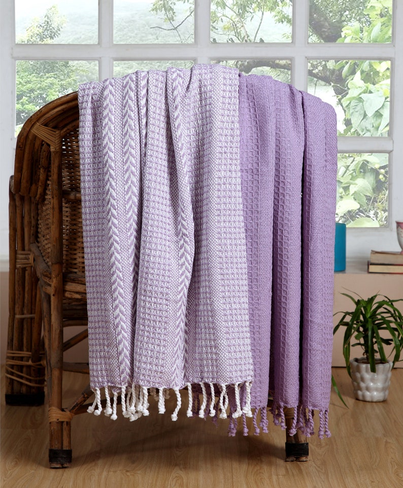 Throw Blanket 50x60 Inch Set of 2 100 Luxurious Cotton Etsy