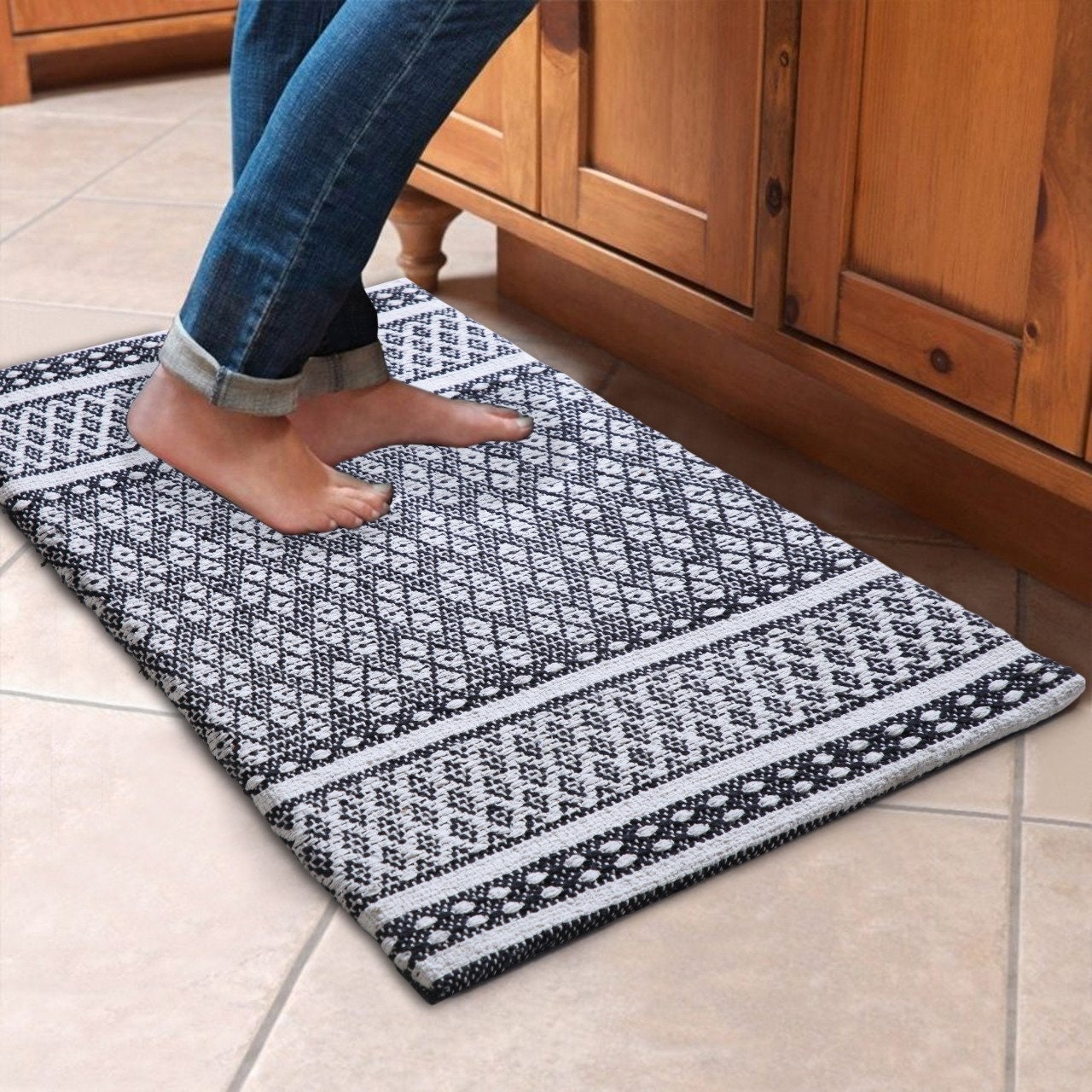 100 Cotton Hand Woven Doormat/Bathroom/ Kitchen Mat 18 Etsy