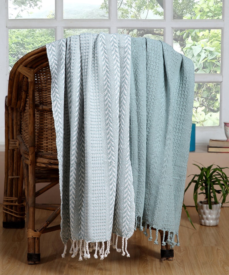 Throw Blanket 50x60 Inch Set of 2 100 Luxurious Cotton Etsy