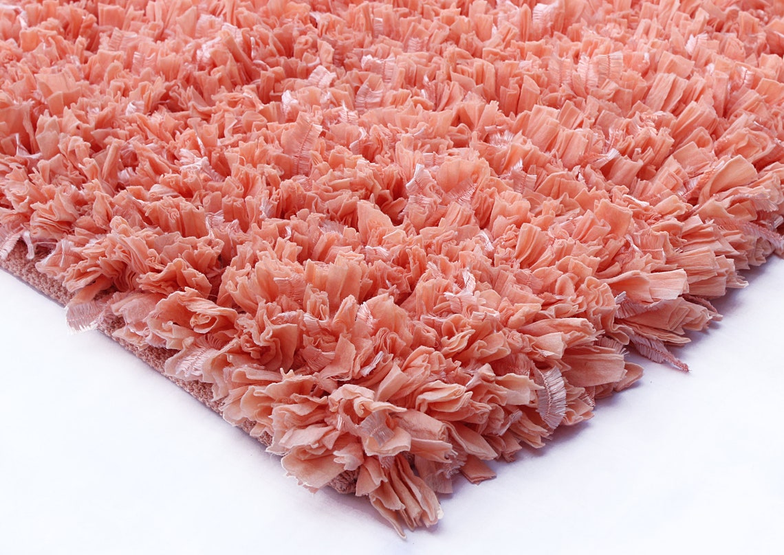 Shaggy Accent Rug Paper Chindi Handloom Tufted Floor Mat 27x45 Etsy