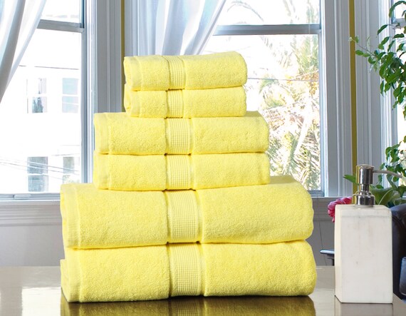 100% Cotton Hotel Style 6 Piece Towel Set with 2 Bath Towels, 2