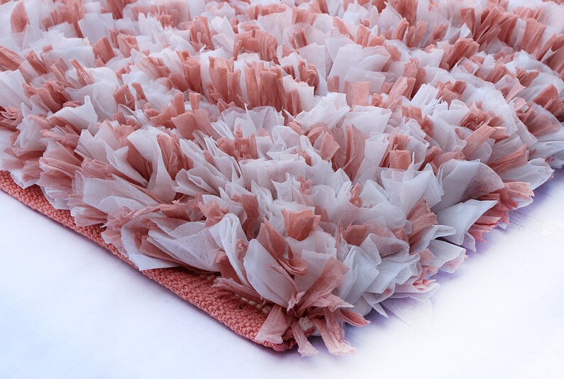 Shaggy Accent Rug Paper Chindi Bathroom Bath Floor Mat 21x34 Etsy