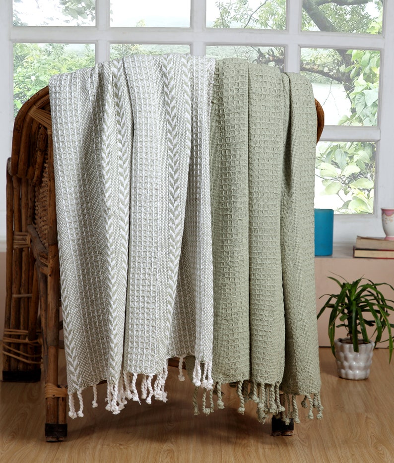 Throw Blanket 50x60 Inch Set of 2 100 Luxurious Cotton Etsy