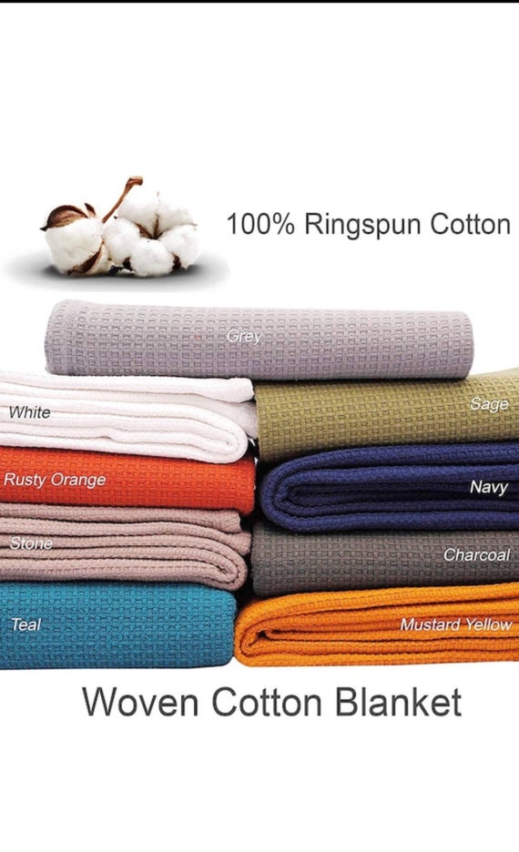 Cotton Bed Blanket 100 Ring Spun Woven Waffle Zig zag Twin queen king Blanket Etsy Canada