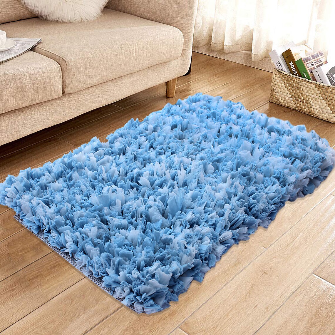 Hand Made Shaggy accent Rug Paper Chindi Bathroom Bath Floor Etsy