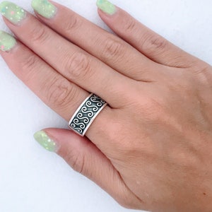 Vintage Modernist Sterling Silver Band Ring, Big 925 Silver Band Ring, Brutalist 925 Silver Band Ring, Chunky Mod Silver Ring Mens Ladies