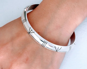 Vintage Mexico Polished Sterling Silver Bangle Bracelet, Retro 925