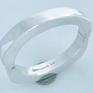 VTG Taxco Mexico Modernist 925 Sterling Silver Geometric Oval Bangle Bracelet, Retro Chunky  Sculptural Bangle, Thick Minimalist MCM Mod Big