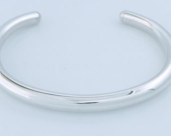 Vintage Mexico Polished Sterling Silver Bangle Bracelet, Retro 925