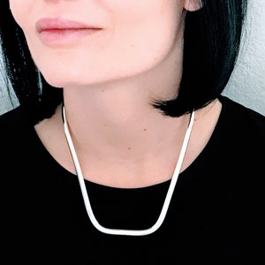 Mexico Contoured Rectangle Shaped 925 Sterling Silver Choker Collar Necklace, VTG Polished Chevron Choker, Modernist Minimalist Torque Cuff