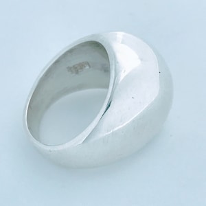 VTG Heavy Solid Tall Dome Ring 925 Sterling Silver, Vintage Polished Modern Minimalist Sterling Silver Dome Top Ring, Chunky Smooth Shiny