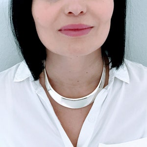 Zina Modern Polished 925 Sterling Silver Twist Choker Collar