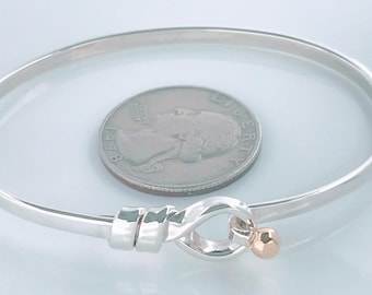 NYJEWEL Tiffany & Co. 14k Gold Trim 925 Silver Hook Bangle