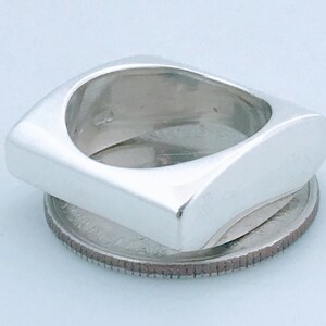 Zina Beverly Hills Sterling Silver Square Band Ring, Chunky Designer 925 Silver Tapered Square Statement Ring, Solid Squared Edge Corner