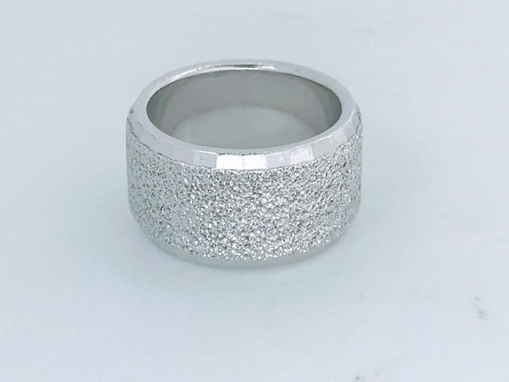 Sterling Silver Wide Textured Cigar Band Ring, Ch… - image 2