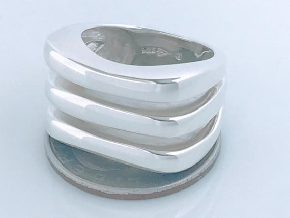 Modern Silpada Three Row Open Dome Square Band Ri… - image 6