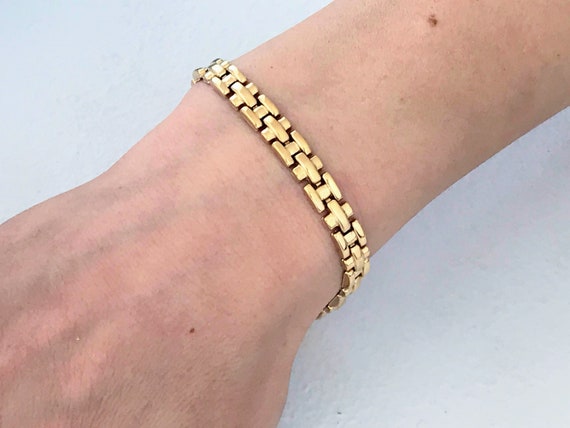 10k Yellow Gold Chunky Panther Link Bracelet, Rea… - image 2