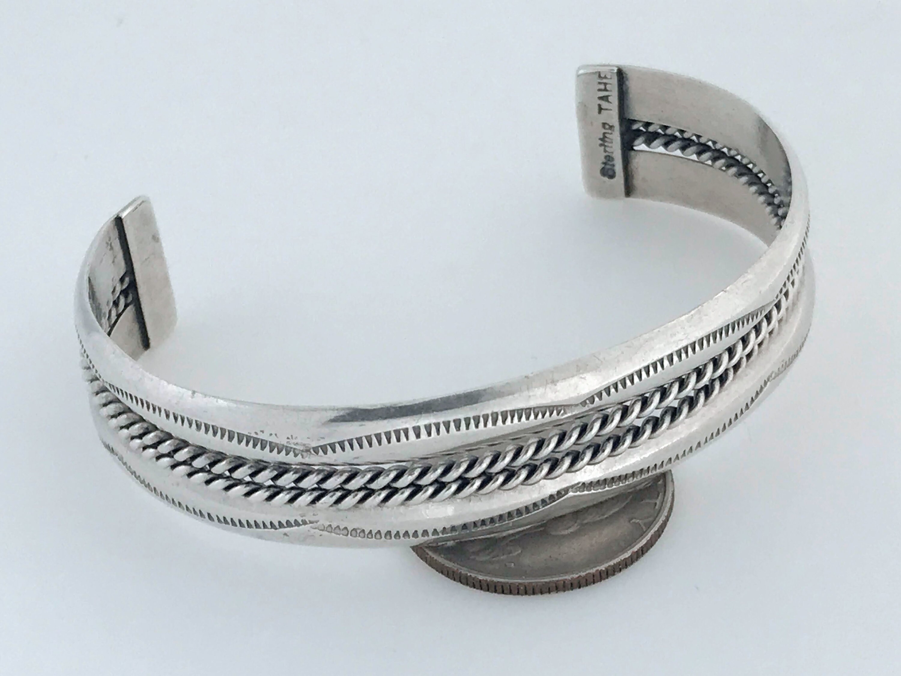 W. Tahe Navajo Sterling Silver Unisex/Mens/Womens Bangle