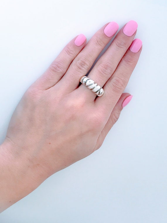 VTG Hand Formed Solid Sterling Silver Modern Band… - image 6