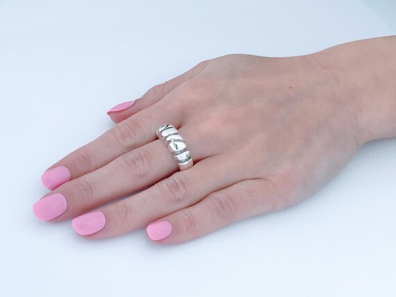 VTG Hand Formed Solid Sterling Silver Modern Band… - image 5