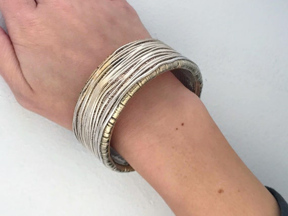 Buy Vintage Designer Thick Wide Spaghetti Sterling Silver Bangle 