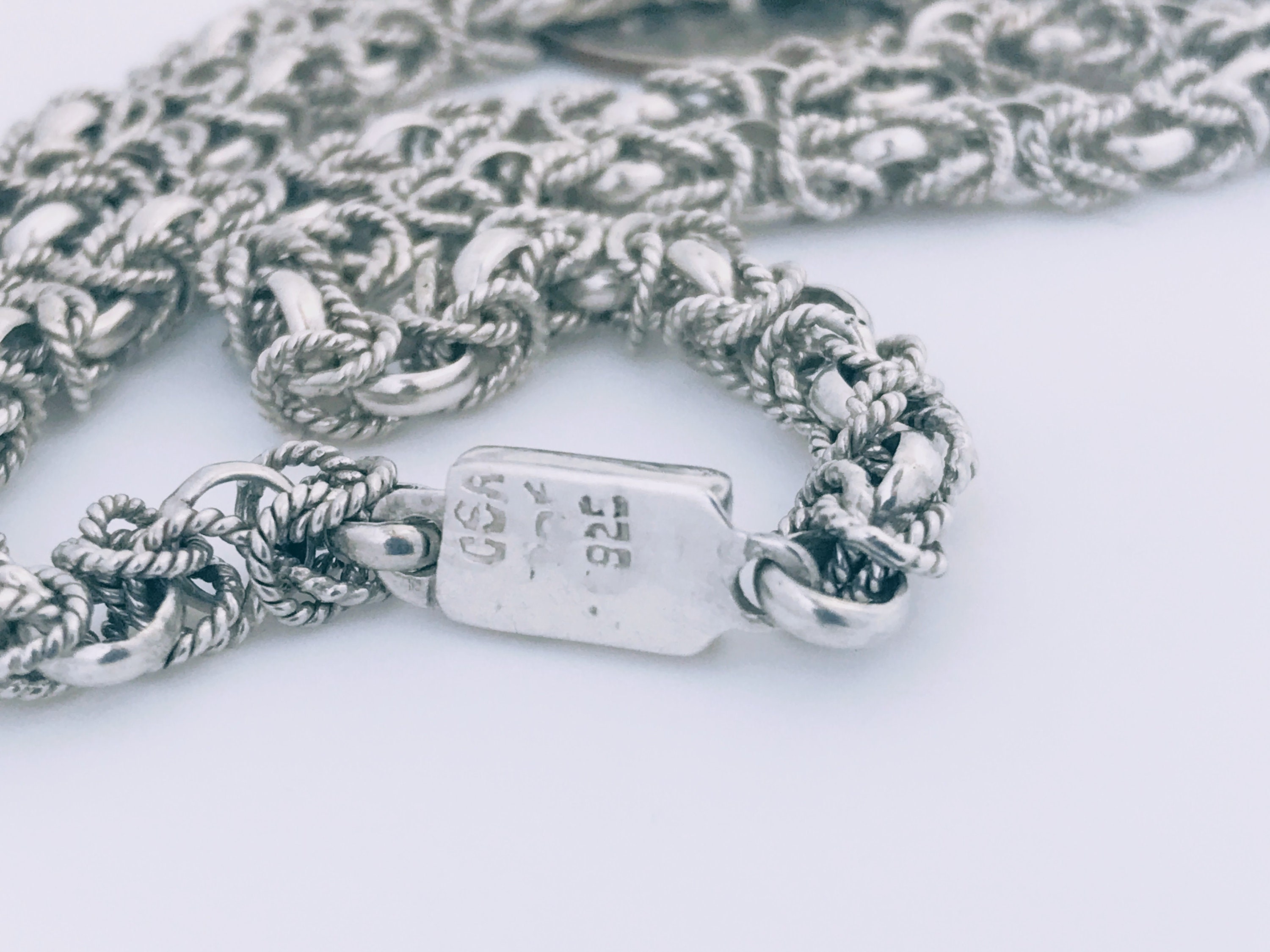 VTG Sterling Silver Textured Byzantine Chain Link Necklace VTG Sterling Silver Textured Byzantine Chain Link Necklace