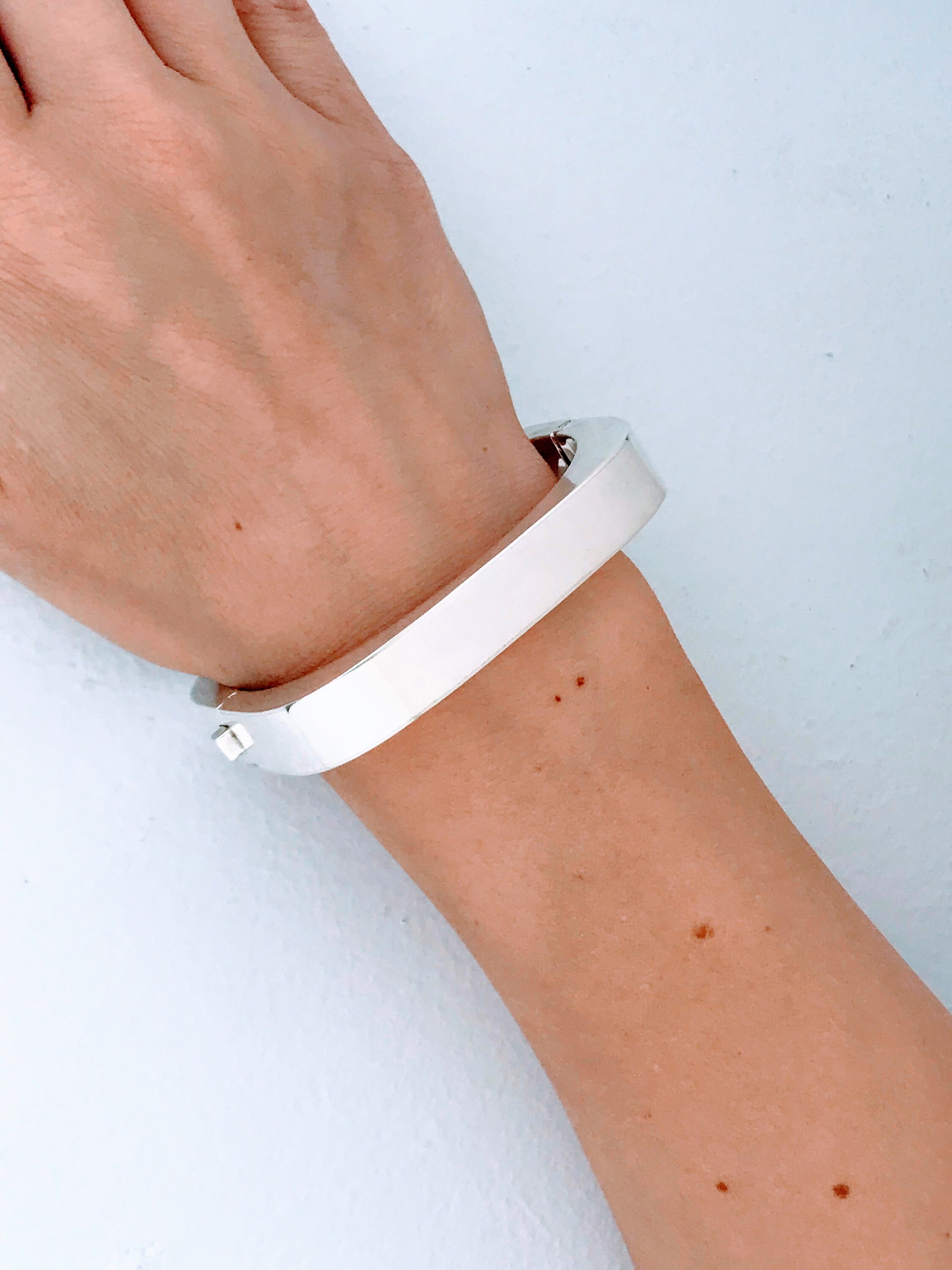 Square Silver Bangle - Etsy
