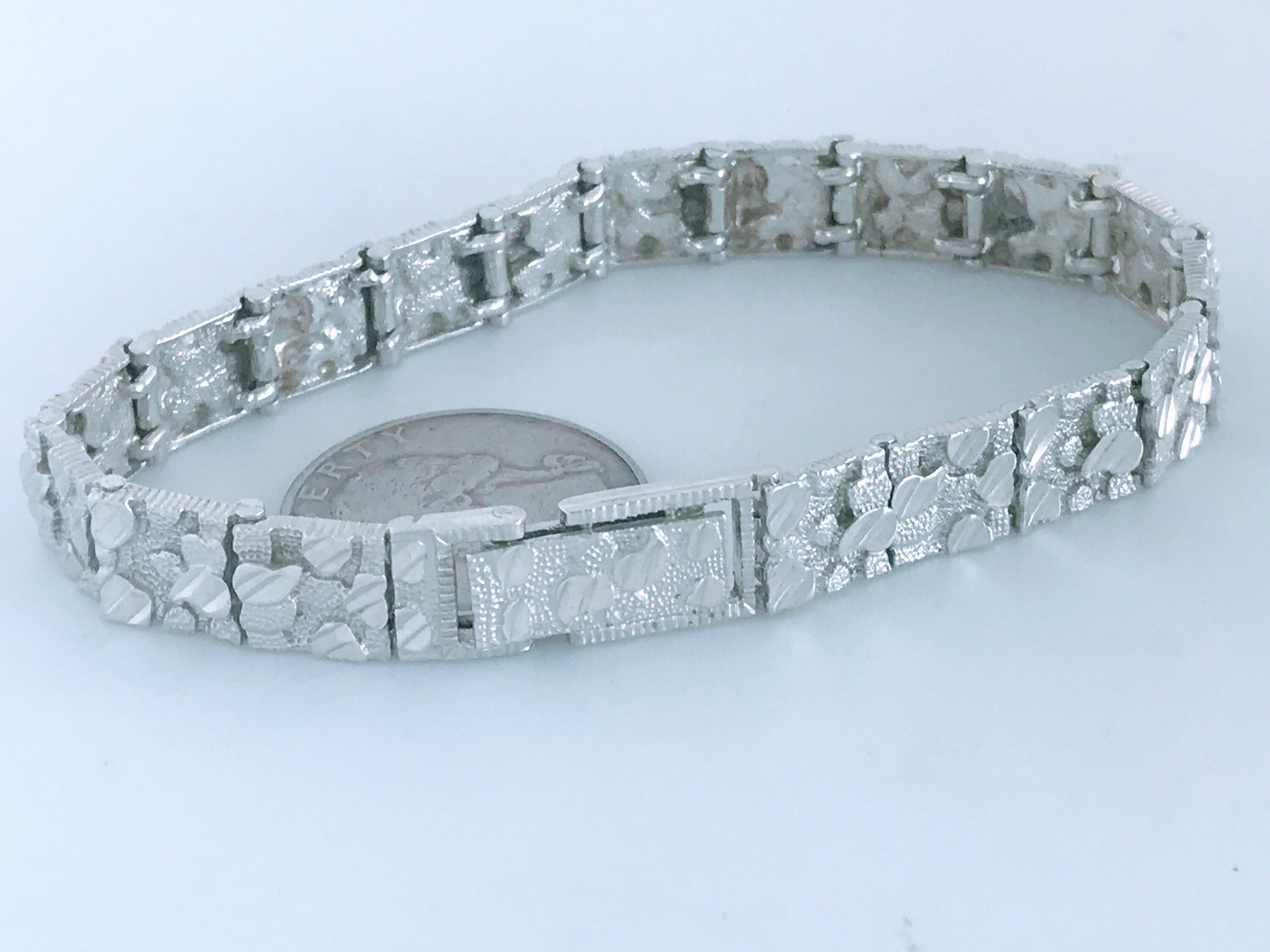 【SCENERITY】Square silver bracelet Retro Sterling Silver Squared Chain Link Bracelet, Chunky