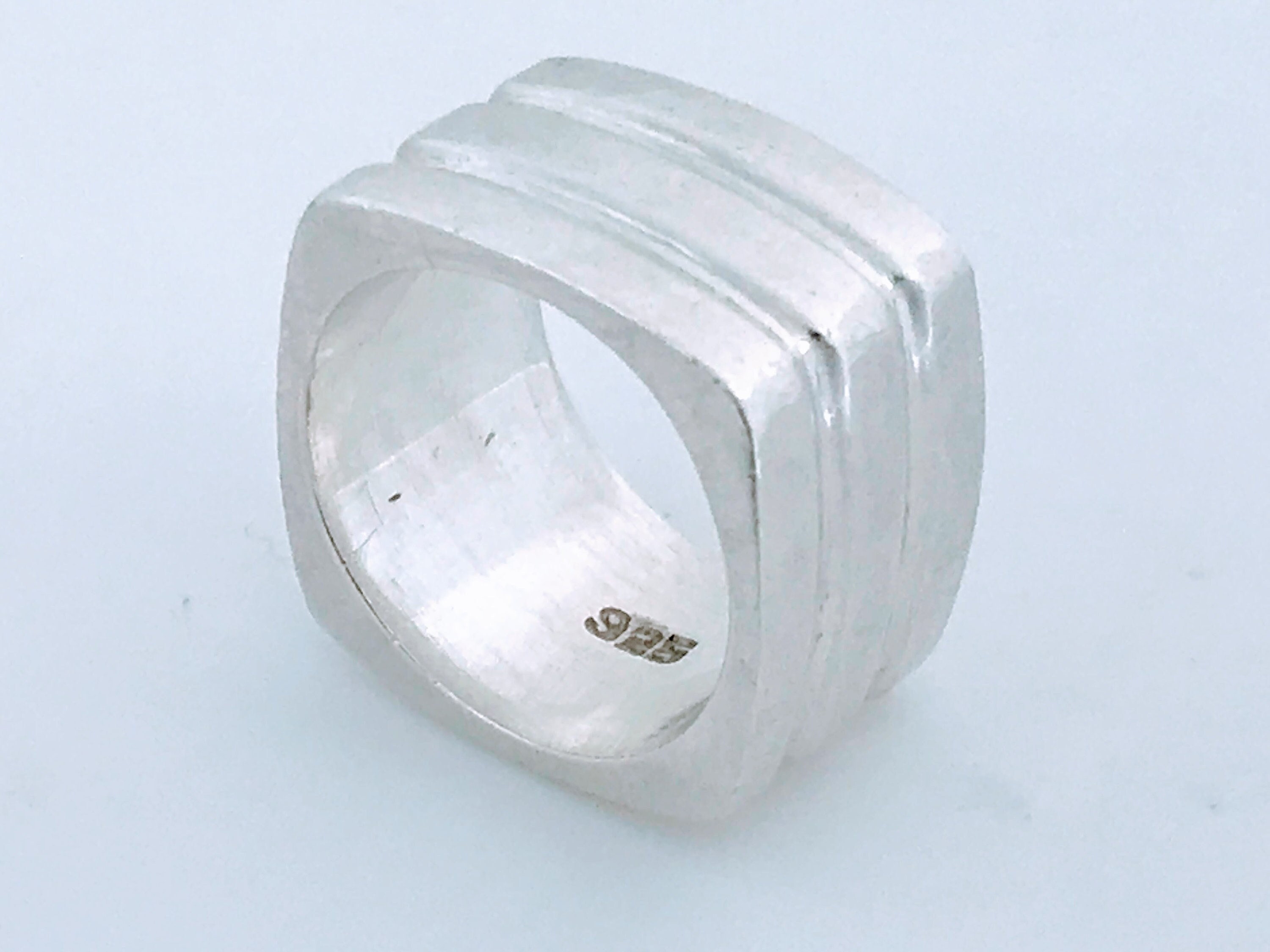 Vintage Modernist Chunky Square Sterling Silver Band Ring - Etsy