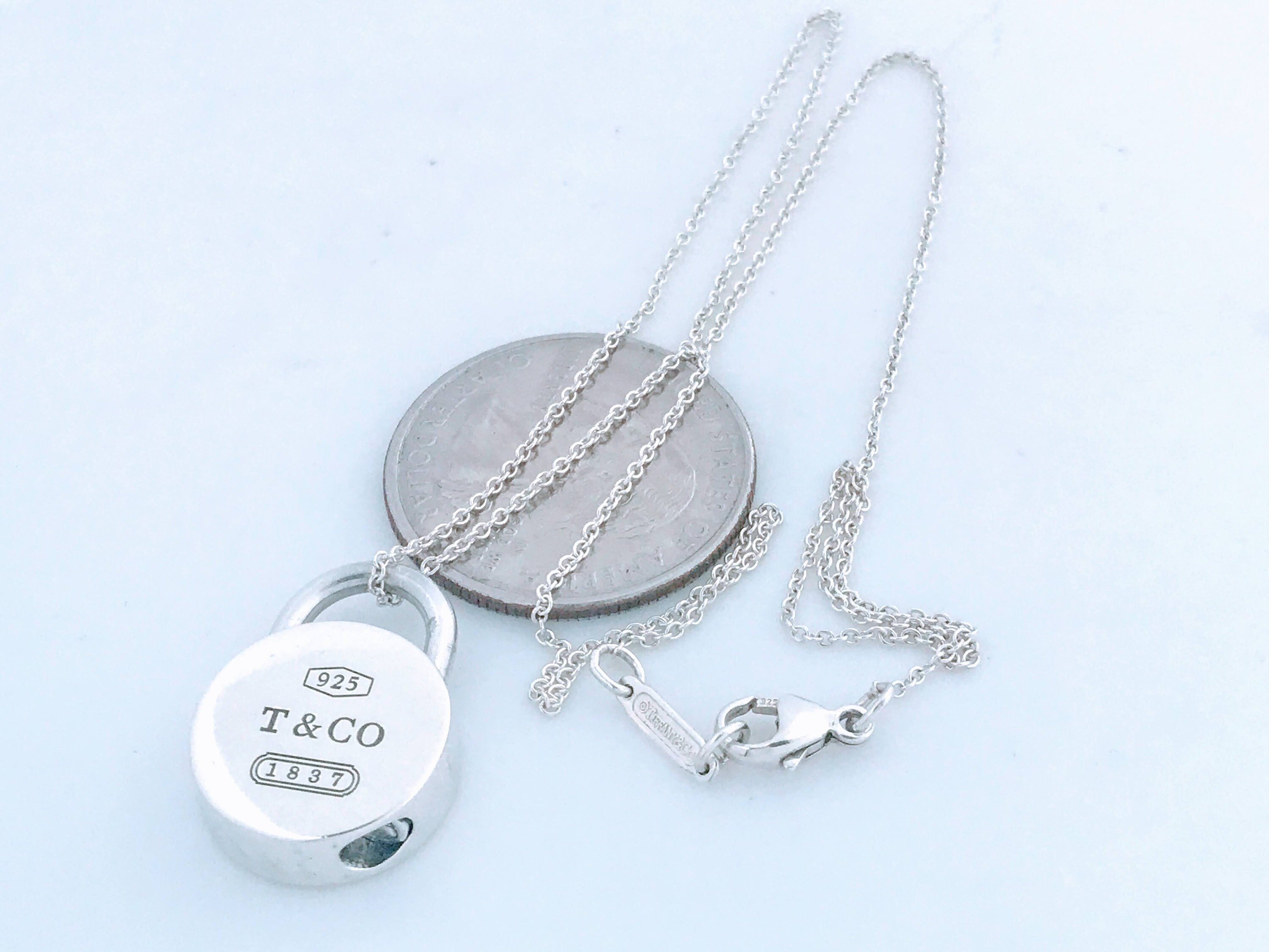 Tiffany & Co. 1837 Lock Padlock Pendant Necklace 16 Silver 925 w/Bag  m1075-2