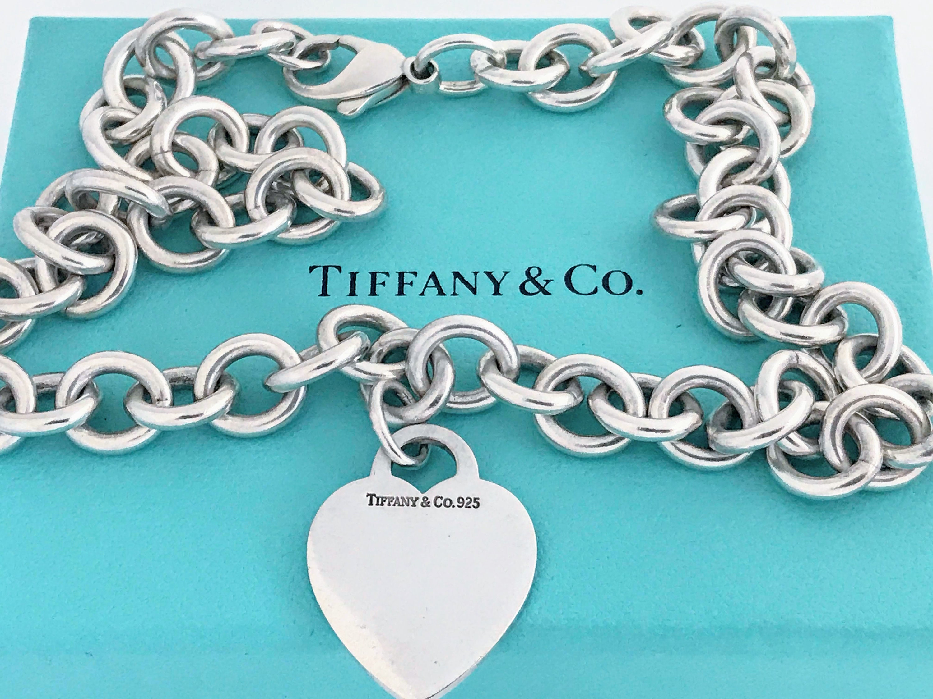 Authentic Tiffany & Co. Sterling Silver Heart Tag Choker Necklace, Tiffany and Co 925 Silver Blank Plain Heart Tag Charm Cable Link Necklace - Etsy Authentic Tiffany & Co. Sterling Silver Heart Tag Choker Necklace, Tiffany and Co 925 Silver Blank Plain Heart Tag Charm Cable Link Necklace - Etsy