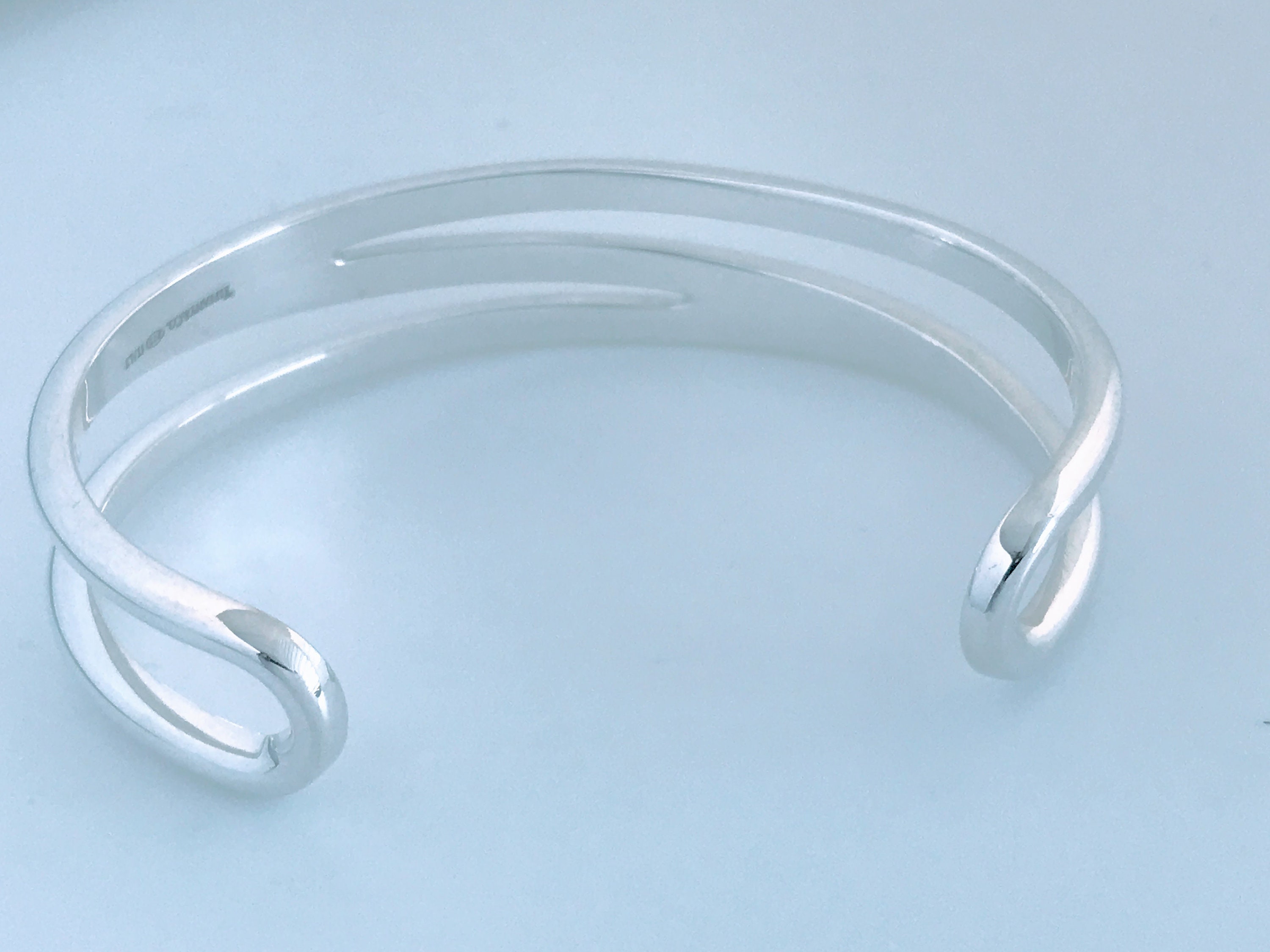 Sterling Silver High Polish Finish Wave Design 25mm Wide