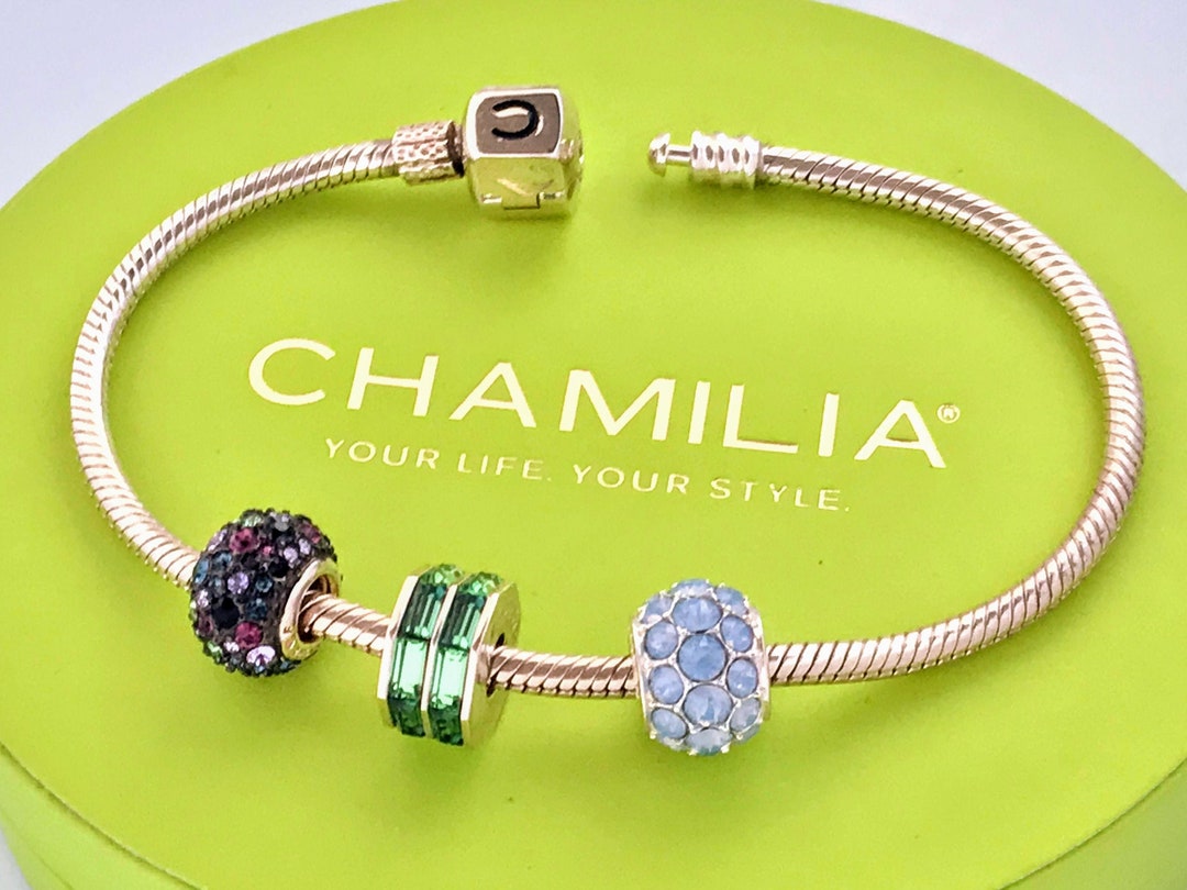 Chamilia Genuine Chamilia 925 silver hidden message I love you cz heart bracelet charm 