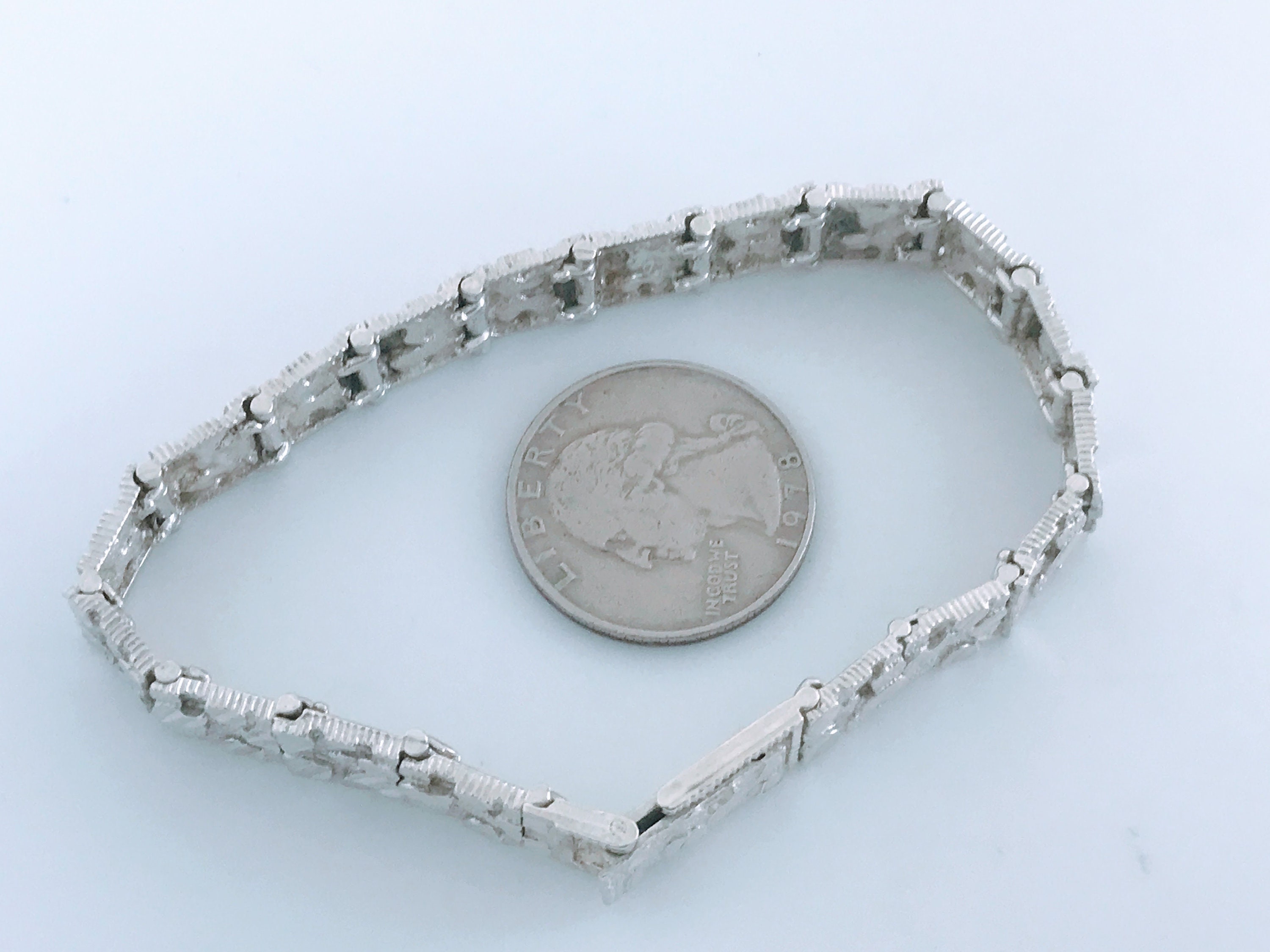 Vintage Brutalist Sterling Silver Square Link Bracelet
