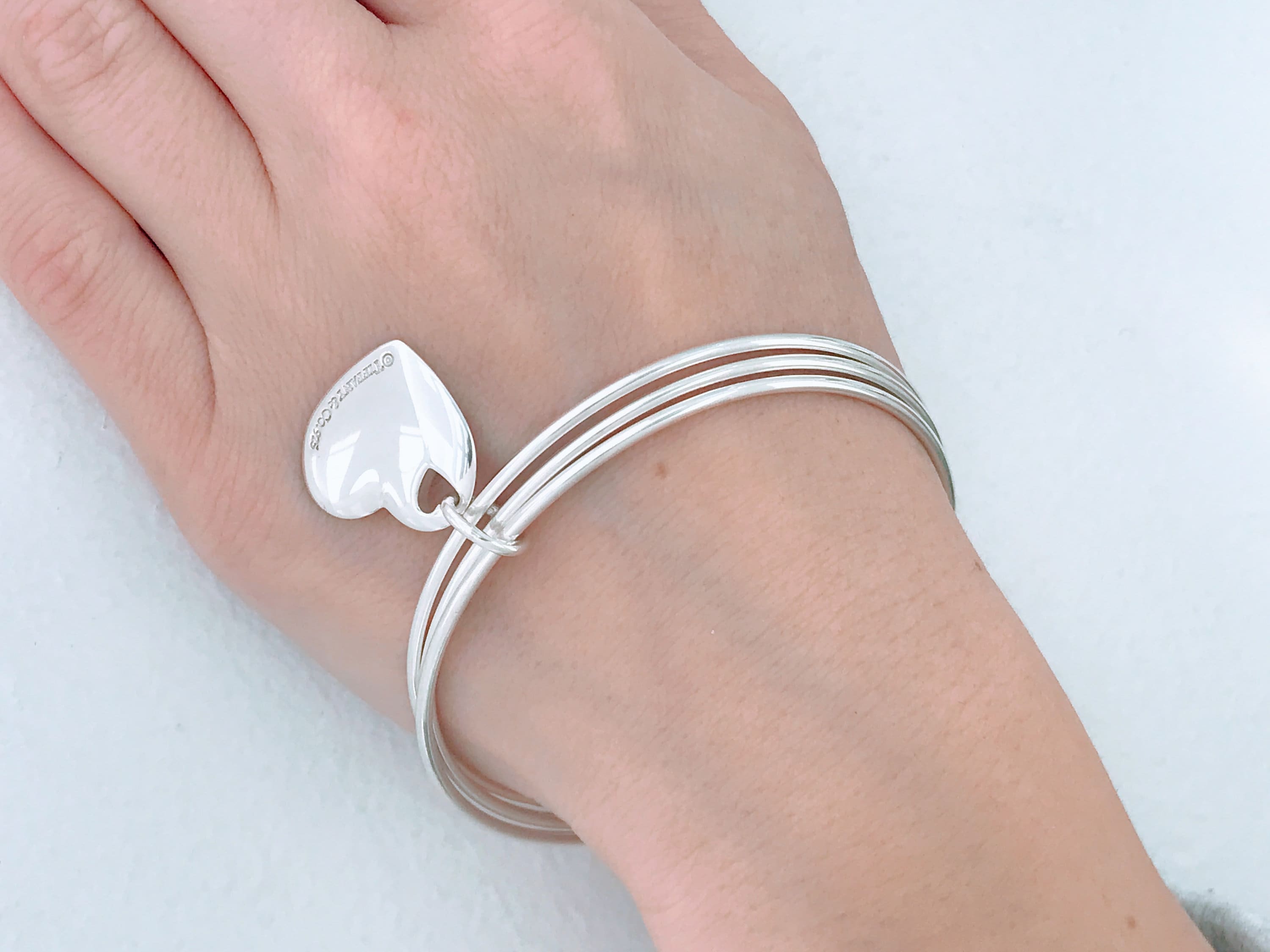 Authentic Tiffany & Co. Heart Tag Triple Bangle Bracelet 925