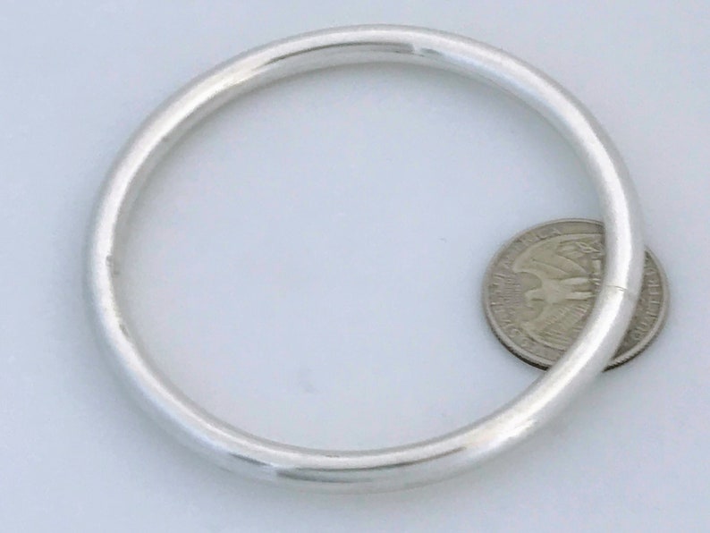 Retro 925 Silver Modernist Minimalist Bangle VTG Taxco Mexico Polished Sterling Silver Bangle Bracelet Large Smooth Silver Round Bangle