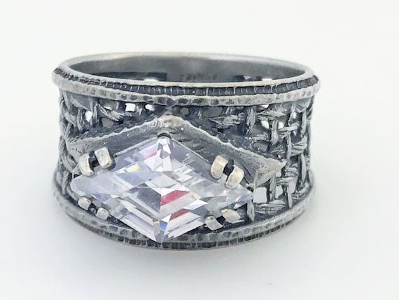 SIlpada Sterling Silver CZ Filigree Ring, Silpada… - image 1