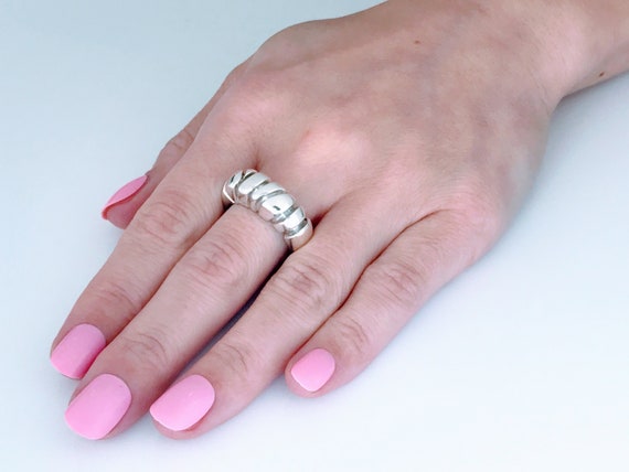 VTG Hand Formed Solid Sterling Silver Modern Band… - image 1