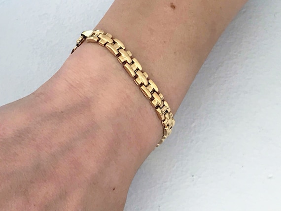 10k Yellow Gold Chunky Panther Link Bracelet, Rea… - image 5