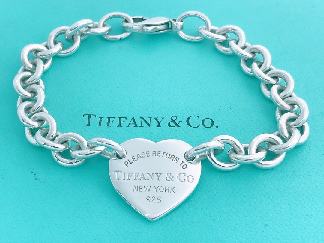 Authentic Tiffany & Co Heart Bracelet Plain Heart Tag Pendant Chain Link  Bracelet, Tiffany Co Sterling 925 Silver Blank Heart Tag Bracelet - Etsy