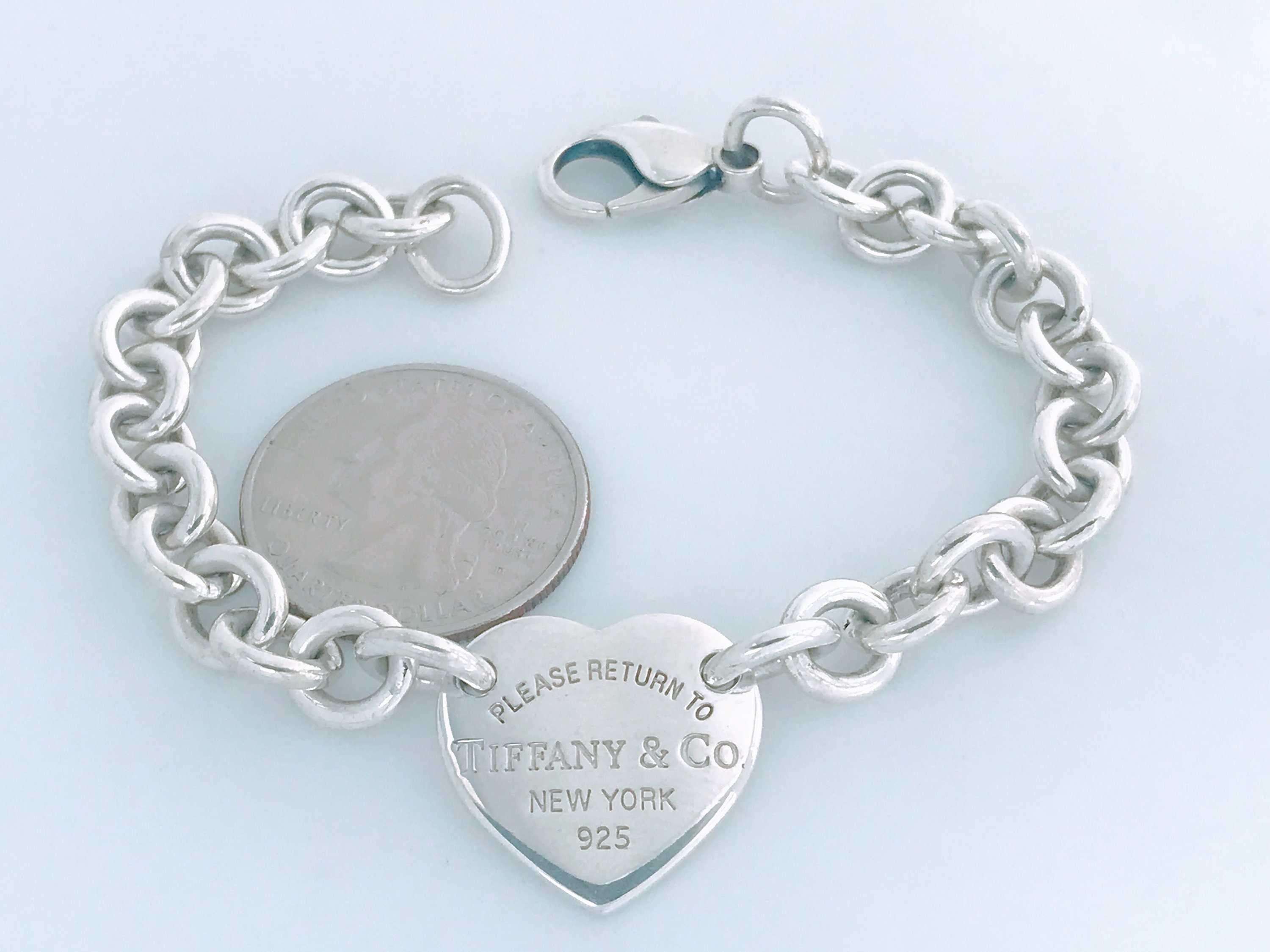 Authentic Tiffany & Co Sterling Silver Heart Tag Charm Bracelet