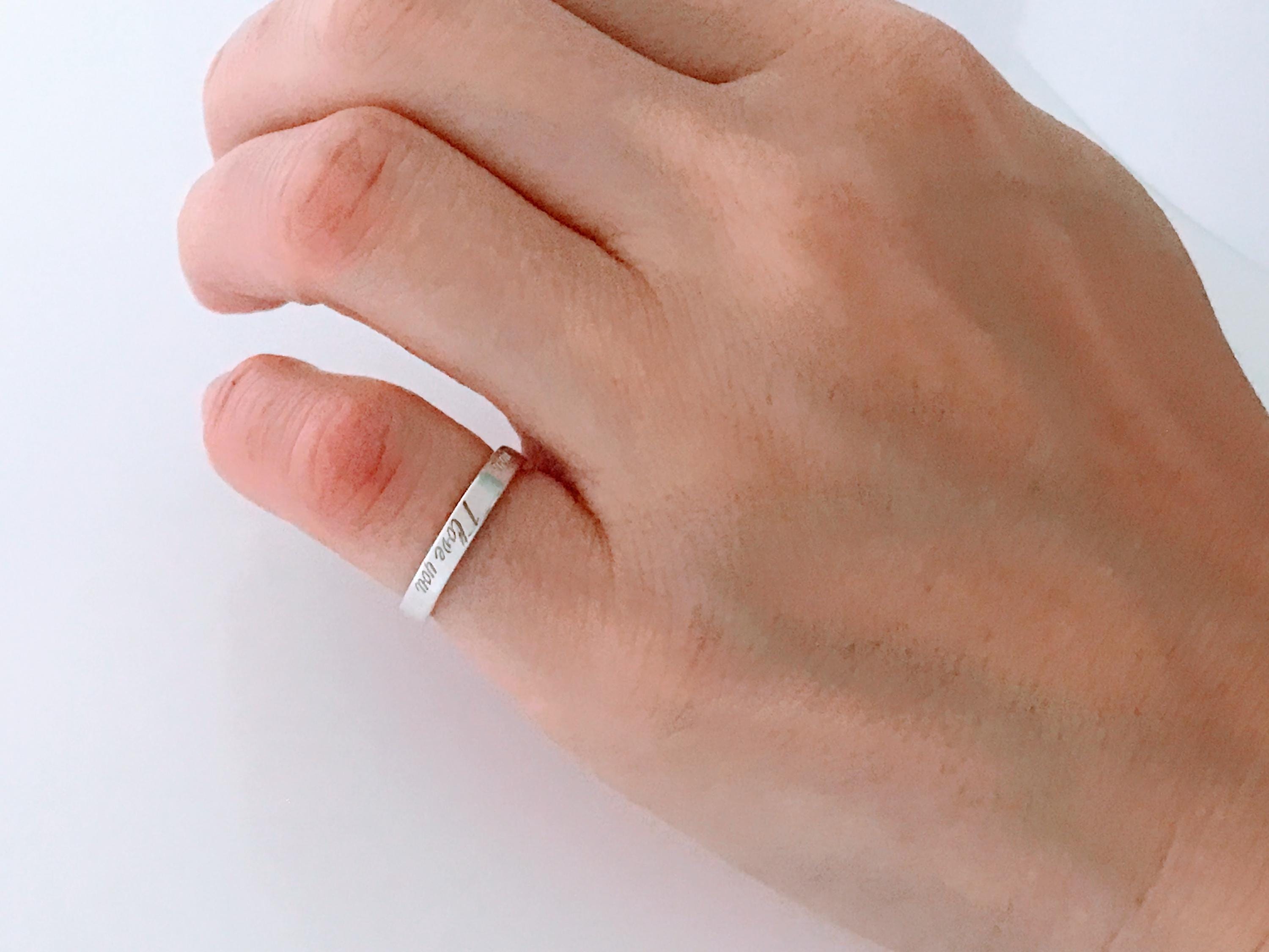 Authentic Tiffany & Co Sterling Silver Notes I Love You Band Ring