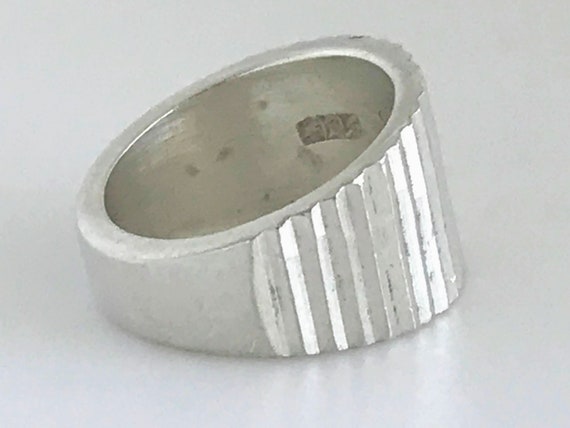 VTG Taxco Modernist Sterling Silver Zig Zag Ring Band Chunky Ribbed Dome Silver Cigar Band Retro Mexico Ridged Tapered 925 Silver Ring