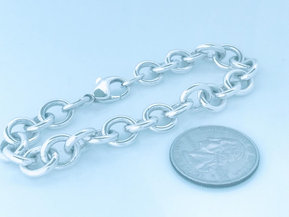 Vintage Solid Sterling Silver Thick Cable Rolo Ch… - image 6