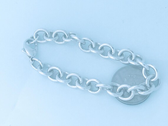 Vintage Solid Sterling Silver Thick Cable Rolo Ch… - image 10